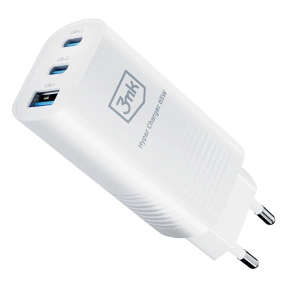 Ładowarka 3MK Hyper GaN Charger 65W 2 x USB-C + USB Biała