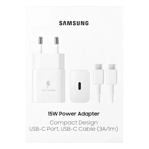 Ładowarka Samsung 15W EP-T1510 Power Adapter + Kabel USB-C Biała