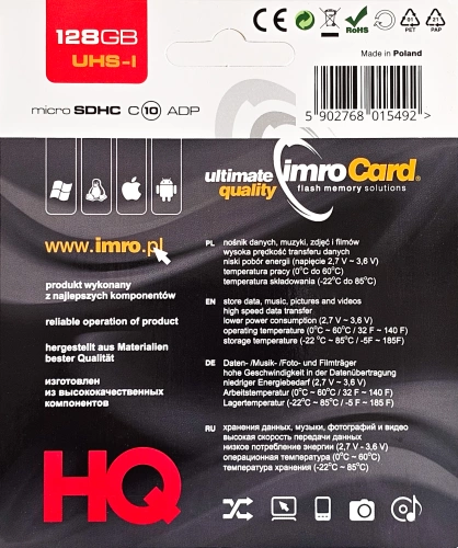 Karta pamięci microSD Imro 128GB microSDHC kl.10 UHS-I