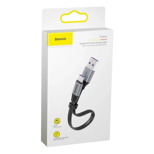 Kabel Baseus Simple USB - USB-C 0,2 m 40W Czarny