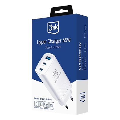 Ładowarka 3MK Hyper GaN Charger 65W 2 x USB-C + USB Biała