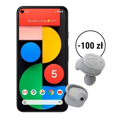 Google Pixel 5 5G 8/128GB Czarny + Słuchawki Bluetooth Audio-Technica Szare