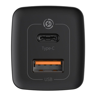 Ładowarka Baseus GaN2 Lite QC 4.0 65W USB + USB-C Czarna