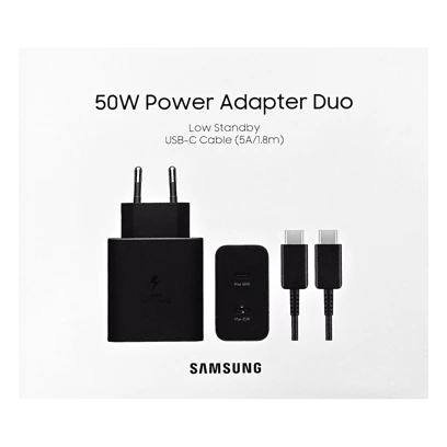 Ładowarka Samsung 50W + Kabel USB-C EP-T5020 Duo Charging Czarna